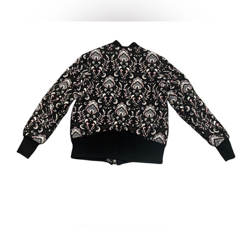 Women’s THE KOOPLES JAQUARD FOILAGE black & white bomber jacket size small - Picture 3 of 7